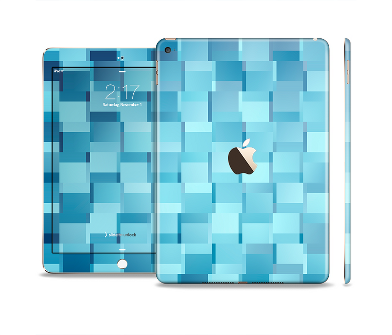 The Abstract Blue Cubed Skin Set for the Apple iPad Air 2