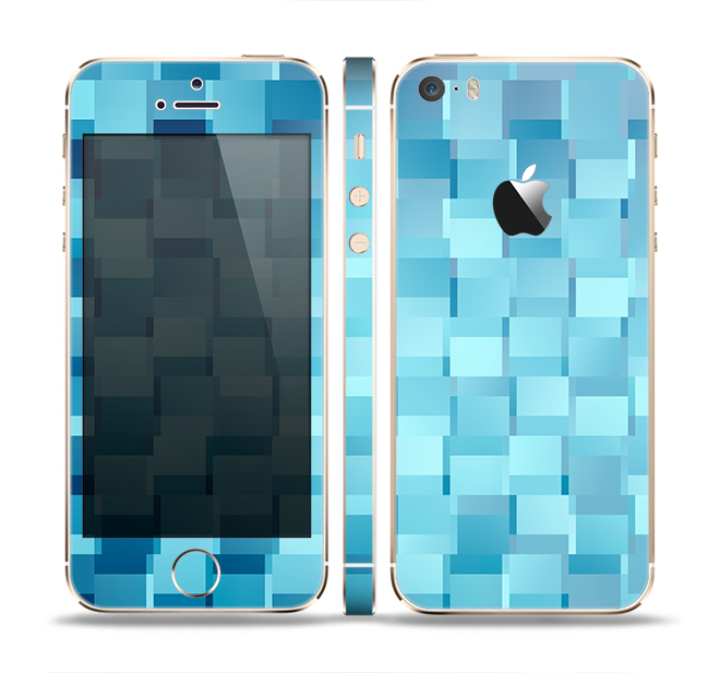 The Abstract Blue Cubed Skin Set for the Apple iPhone 5s
