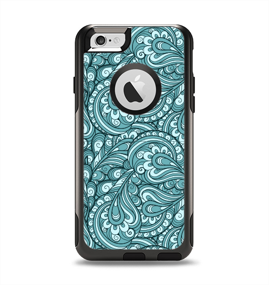 The Abstract Blue Feather Paisley Apple iPhone 6 Otterbox Commuter Case Skin Set