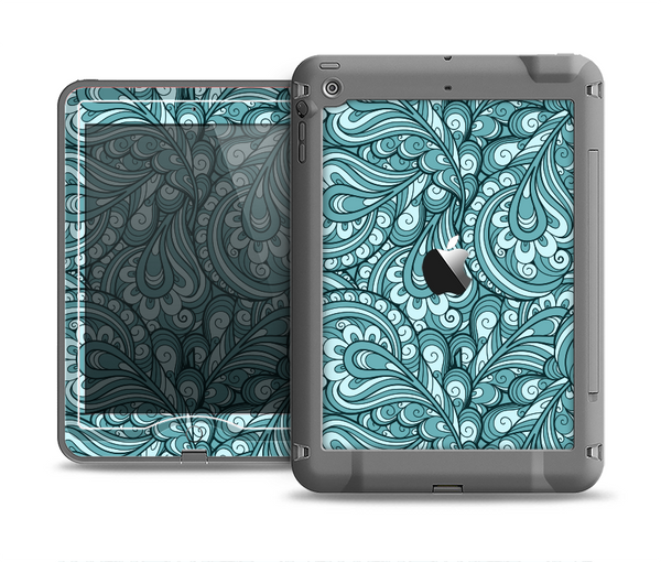 The Abstract Blue Feather Paisley Apple iPad Air LifeProof Nuud Case Skin Set