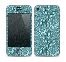 The Abstract Blue Feather Paisley Skin for the Apple iPhone 4-4s