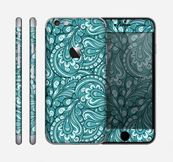 The Abstract Blue Feather Paisley Skin for the Apple iPhone 6