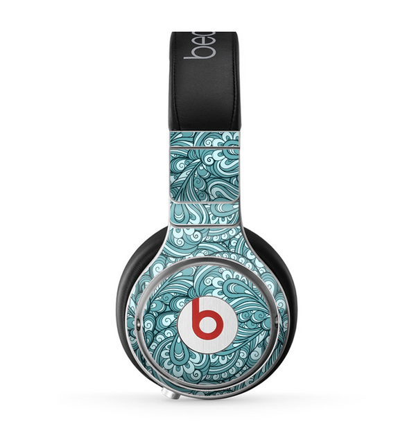 The Abstract Blue Feather Paisley Skin for the Beats by Dre Pro Headphones
