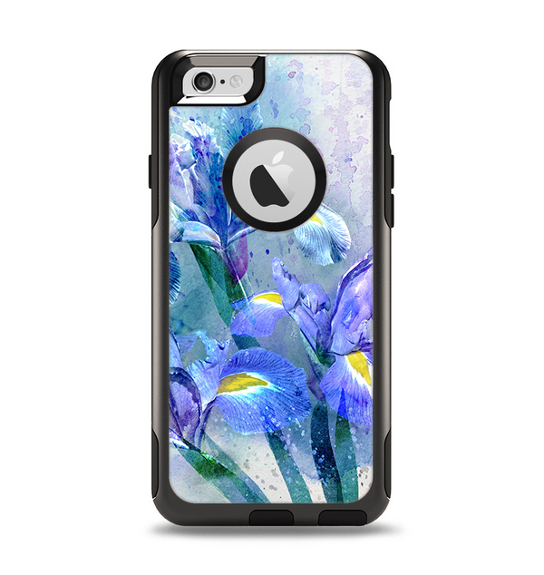 The Abstract Blue Floral Art Apple iPhone 6 Otterbox Commuter Case Skin Set
