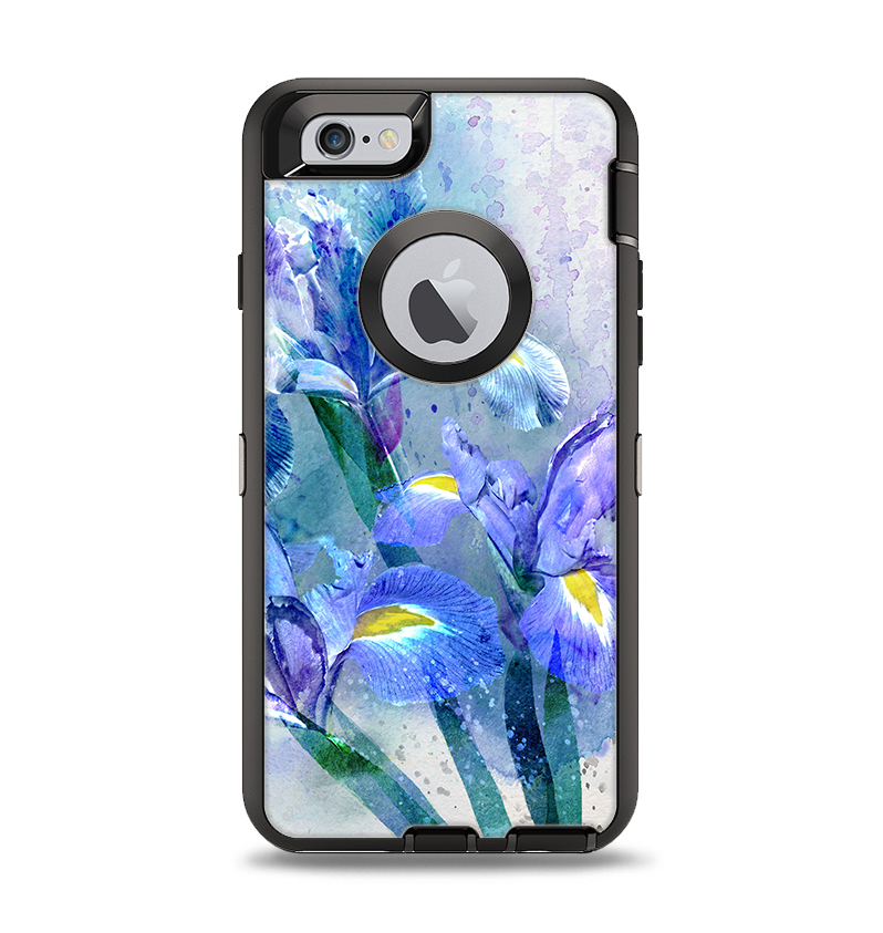 The Abstract Blue Floral Art Apple iPhone 6 Otterbox Defender Case Skin Set