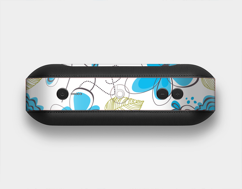 The Abstract Blue Floral Pattern V4 Skin Set for the Beats Pill Plus