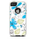 The Abstract Blue Floral Pattern V4 Skin For The iPhone 5-5s Otterbox Commuter Case