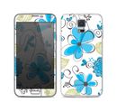 The Abstract Blue Floral Pattern V4 Skin For the Samsung Galaxy S5