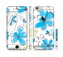 The Abstract Blue Floral Pattern V4 Sectioned Skin Series for the Apple iPhone 6/6s Plus
