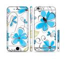 The Abstract Blue Floral Pattern V4 Sectioned Skin Series for the Apple iPhone 6