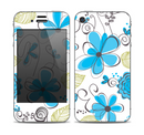The Abstract Blue Floral Pattern V4 Skin for the Apple iPhone 4-4s