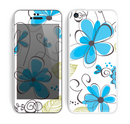 The Abstract Blue Floral Pattern V4 Skin for the Apple iPhone 5c