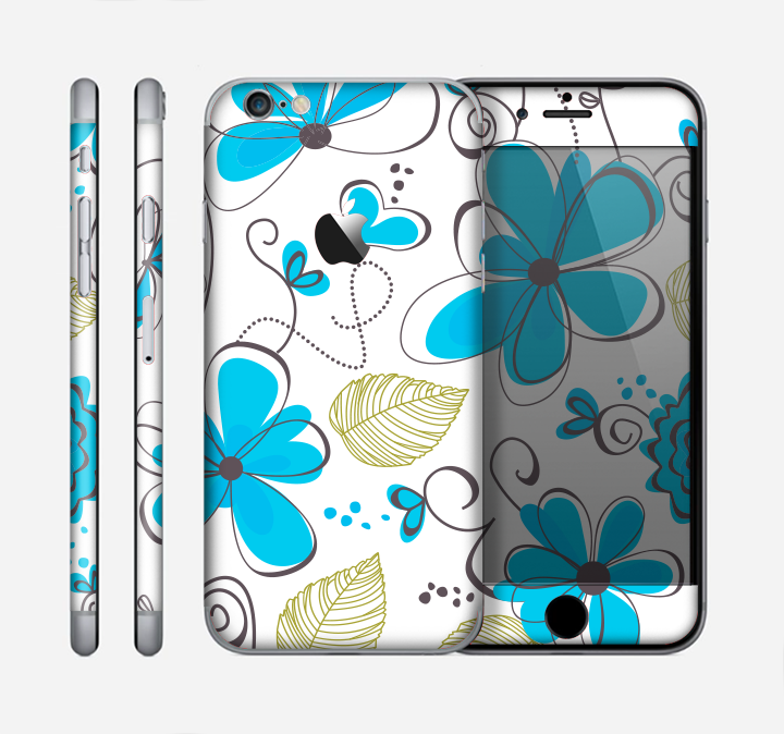 The Abstract Blue Floral Pattern V4 Skin for the Apple iPhone 6