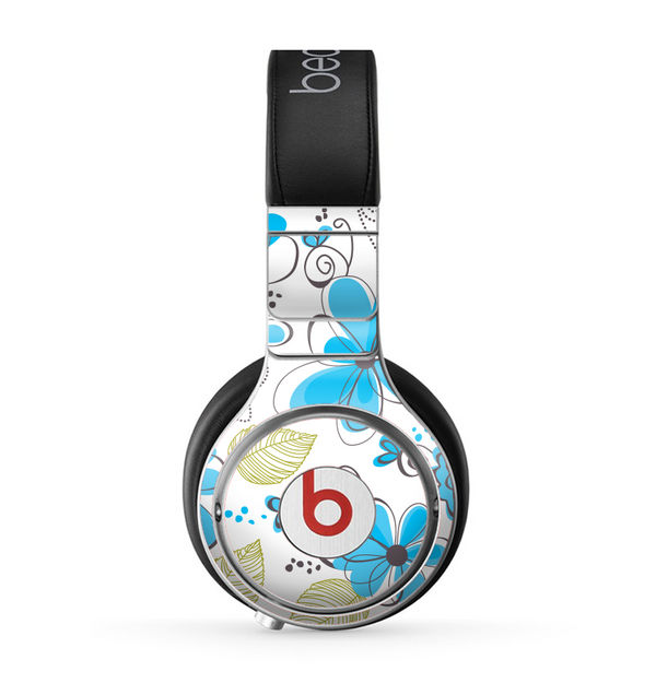 The Abstract Blue Floral Pattern V4 Skin for the Beats by Dre Pro Headphones