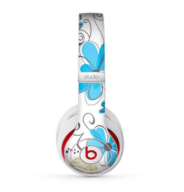 The Abstract Blue Floral Pattern V4 Skin for the Beats by Dre Studio (2013+ Version) Headphones