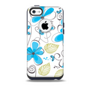 The Abstract Blue Floral Pattern V4 Skin for the iPhone 5c OtterBox Commuter Case