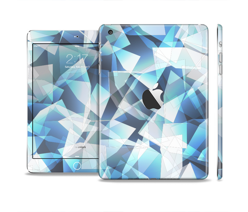 The Abstract Blue Overlay Shapes Full Body Skin Set for the Apple iPad Mini 2