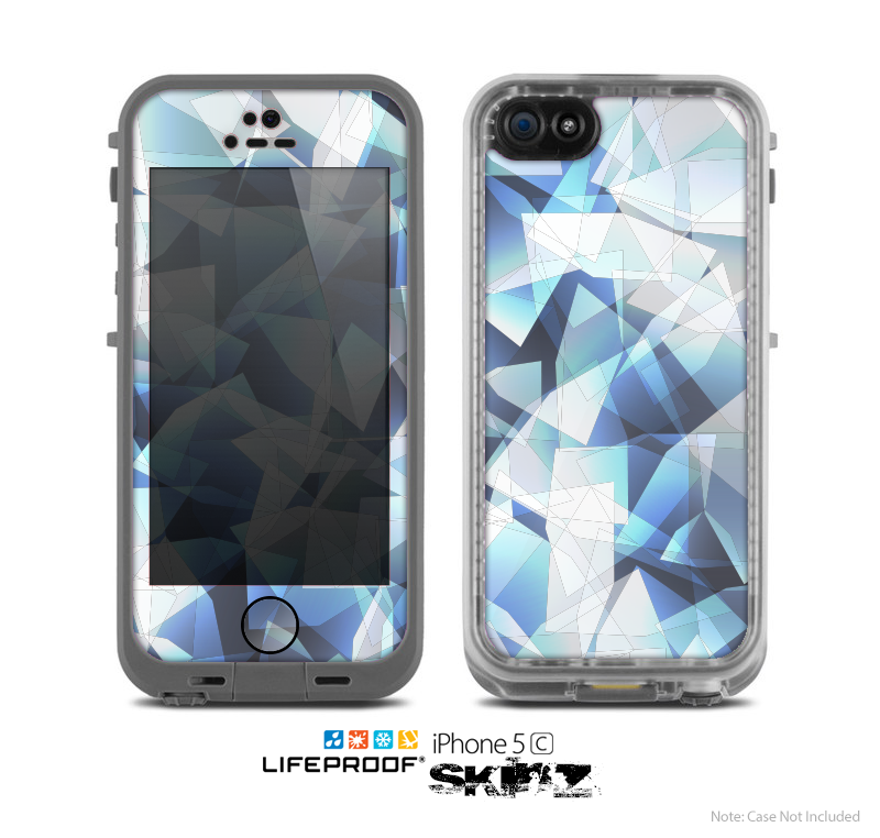 The Abstract Blue Overlay Shapes Skin for the Apple iPhone 5c LifeProof Case