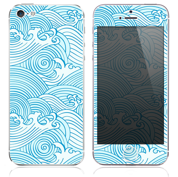 The Abstract Blue Seamless Waves Skin for the iPhone 3, 4-4s, 5-5s or 5c