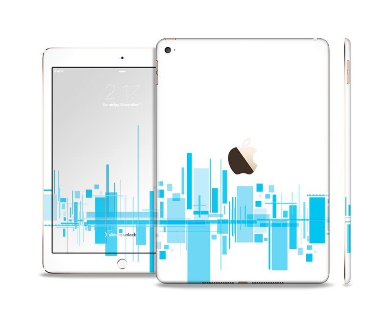 The Abstract Blue Skyline View Skin Set for the Apple iPad Pro