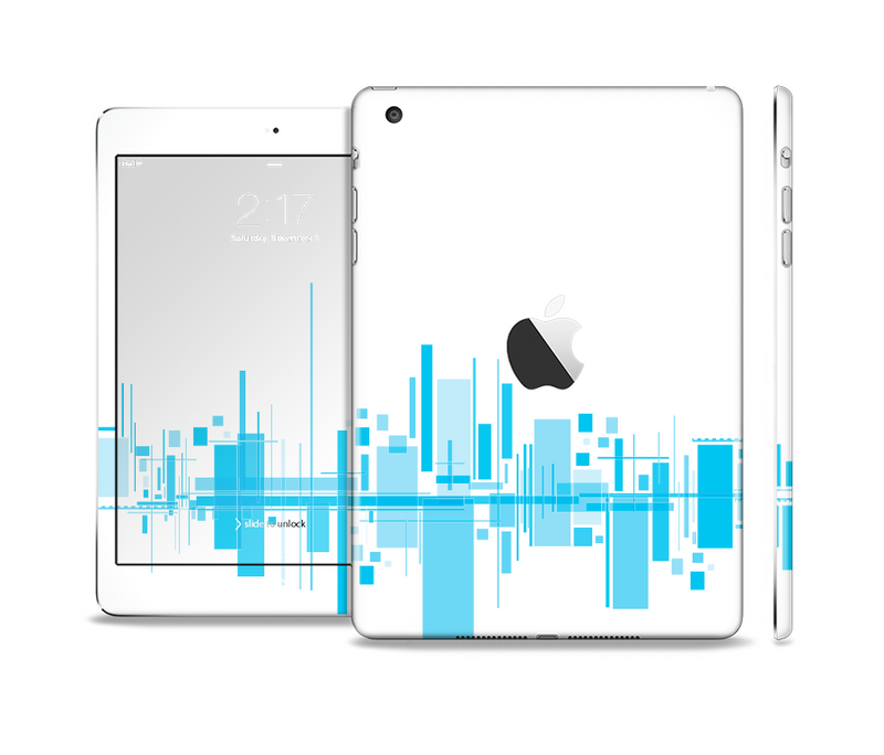 The Abstract Blue Skyline View Skin Set for the Apple iPad Mini 4