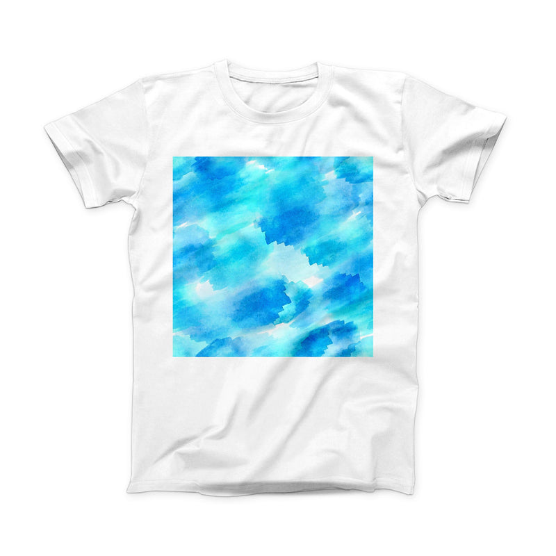The Abstract Blue Stroked Watercolour ink-Fuzed Front Spot Graphic Unisex Soft-Fitted Tee Shirt