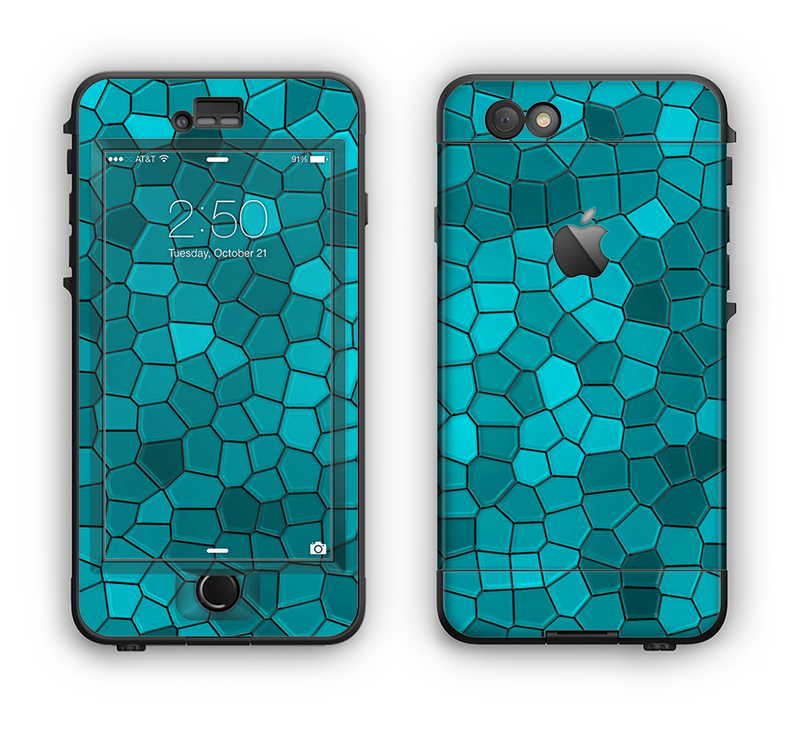 The Abstract Blue Tiled Apple iPhone 6 LifeProof Nuud Case Skin Set