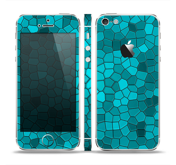 The Abstract Blue Tiled Skin Set for the Apple iPhone 5
