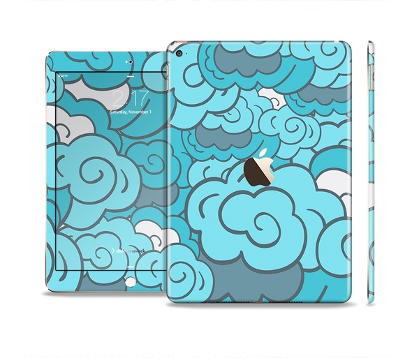 The Abstract Blue Vector Seamless Cloud Pattern Skin Set for the Apple iPad Pro
