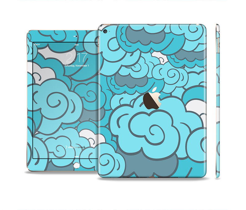 The Abstract Blue Vector Seamless Cloud Pattern Skin Set for the Apple iPad Air 2