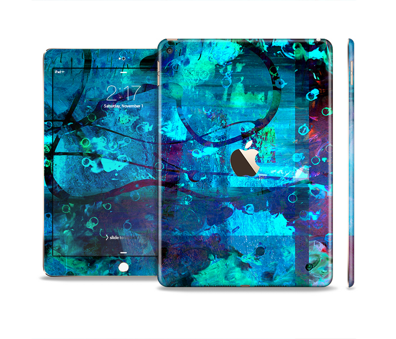 The Abstract Blue Vibrant Colored Art Skin Set for the Apple iPad Air 2