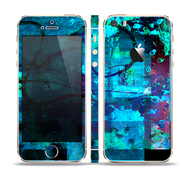 The Abstract Blue Vibrant Colored Art Skin Set for the Apple iPhone 5s