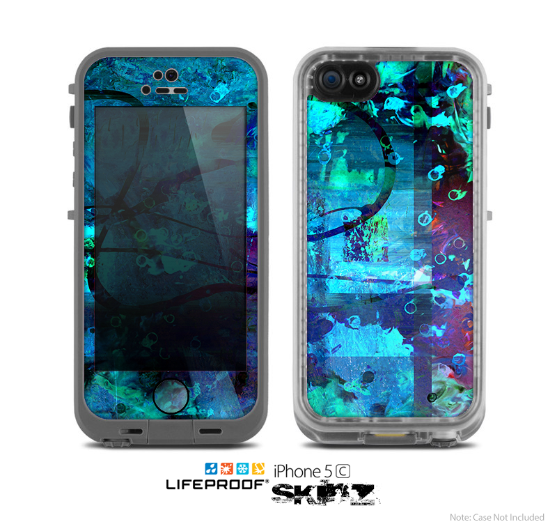 The Abstract Blue Vibrant Colored Art Skin for the Apple iPhone 5c LifeProof Case