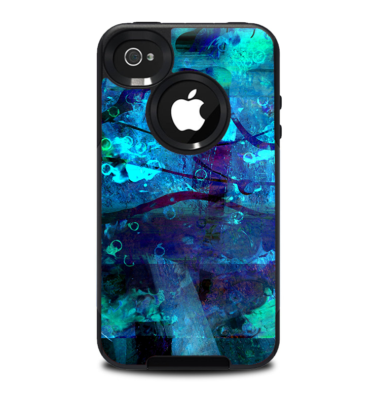 The Abstract Blue Vibrant Colored Art Skin for the iPhone 4-4s OtterBox Commuter Case