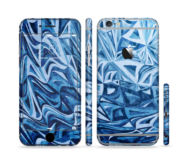 The Abstract Blue Water Pattern Sectioned Skin Series for the Apple iPhone 6