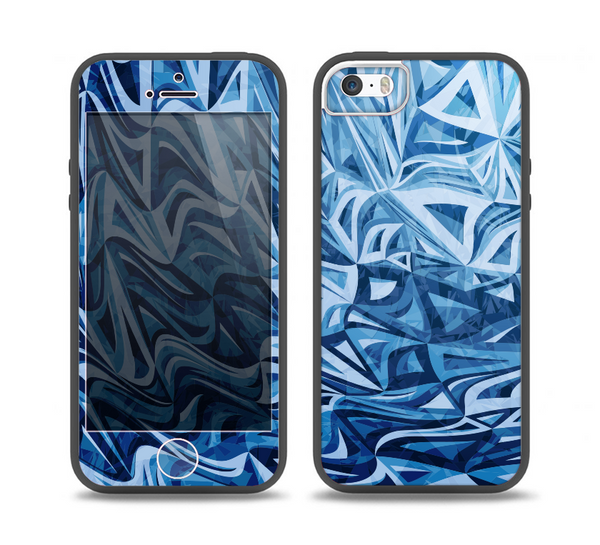 The Abstract Blue Water Pattern Skin Set for the iPhone 5-5s Skech Glow Case