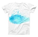 The Abstract Blue Watercolor Seagull Swarm ink-Fuzed Unisex All Over Full-Printed Fitted Tee Shirt