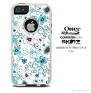 The Abstract Blue & White Flower Pattern Skin For The iPhone 4-4s or 5-5s Otterbox Commuter Case
