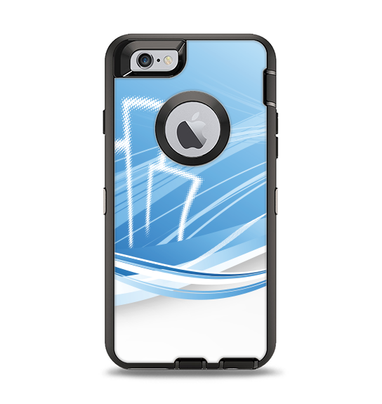 The Abstract Blue & White Future City View Apple iPhone 6 Otterbox Defender Case Skin Set