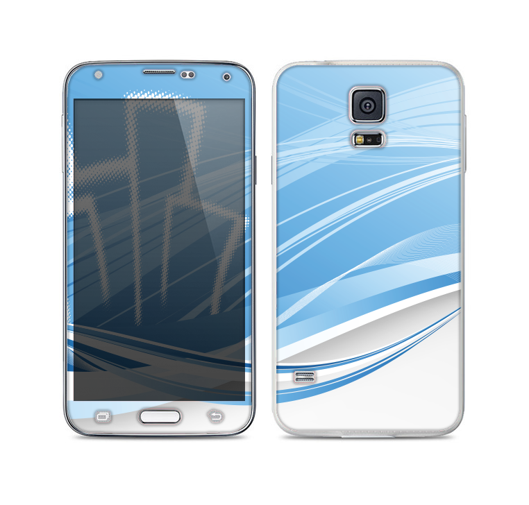 The Abstract Blue & White Future City View Skin For the Samsung Galaxy S5
