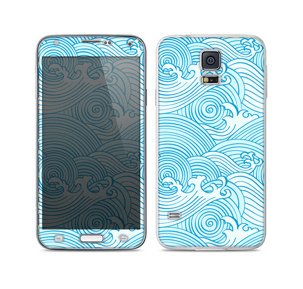 The Abstract Blue & White Waves Skin For the Samsung Galaxy S5