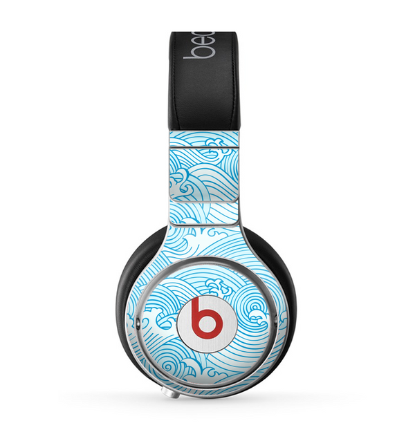 The Abstract Blue & White Waves Skin for the Beats by Dre Pro Headphones