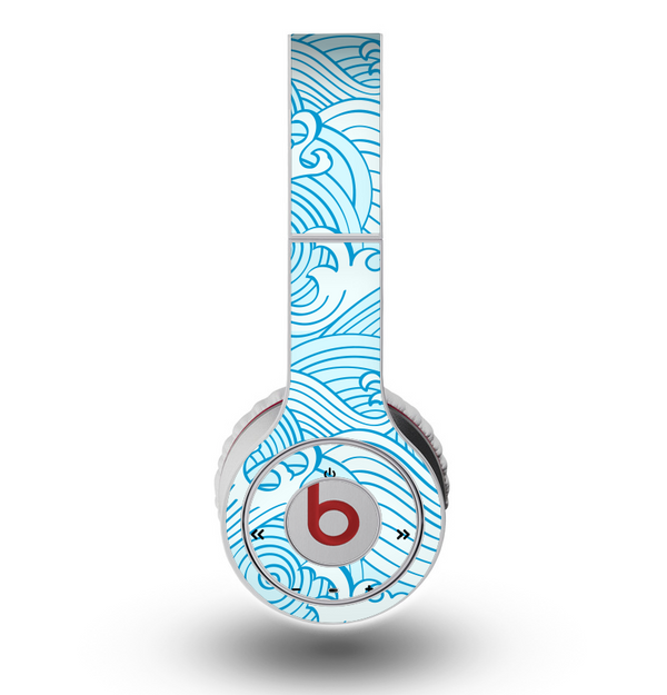 The Abstract Blue & White Waves Skin for the Original Beats by Dre Wireless Headphones