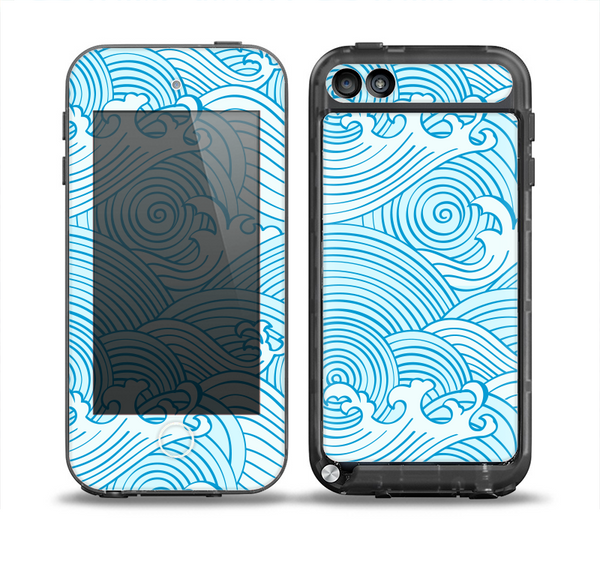 The Abstract Blue & White Waves Skin for the iPod Touch 5th Generation frē LifeProof Case