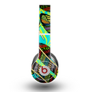 The Abstract Blue & Yellow Vector Feather Pattern Skin for the Beats by Dre Original Solo-Solo HD Headphones