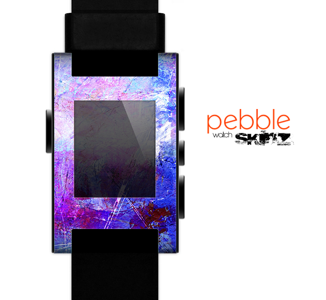 The Abstract Blue & Pink Surface Skin for the Pebble SmartWatch es