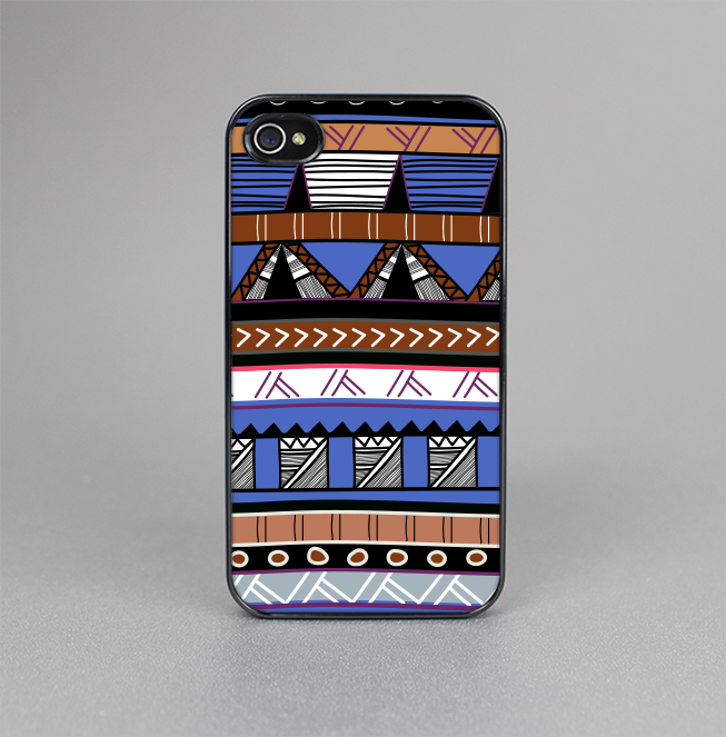 The Abstract Blue and Brown Shaped Aztec Skin-Sert for the Apple iPhone 4-4s Skin-Sert Case