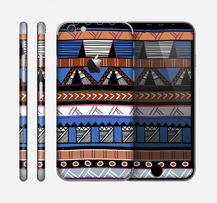 The Abstract Blue and Brown Shaped Aztec Skin for the Apple iPhone 6