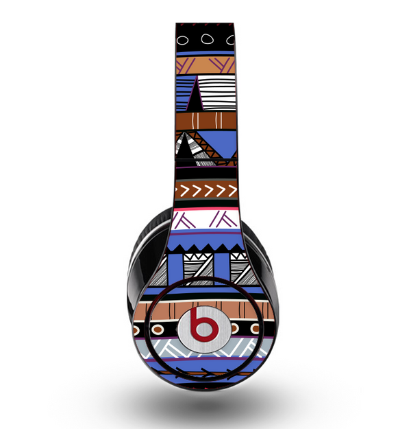 The Abstract Blue and Brown Shaped Aztec Skin for the Original Beats by Dre Studio Headphones