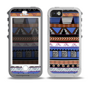 The Abstract Blue and Brown Shaped Aztec Skin for the iPhone 5-5s OtterBox Preserver WaterProof Case